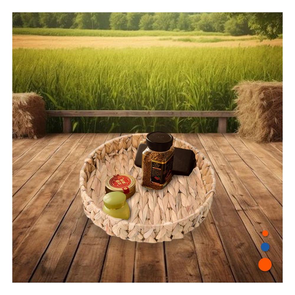 Recipiente tejido circular Grass 27x4cm para Decoracion Festivo Mostaza Y+Regalo Sticker