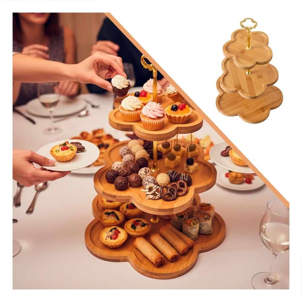 Base 3 Niveles Exhibidor Flor Marron para Postres en Reuniones Casa Y+Ligas Regalo