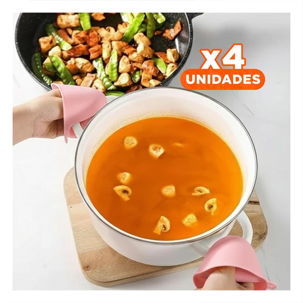 Pack4 Manos de Silicona Rosado para Cocina y Hogar 7,3x9,5cm