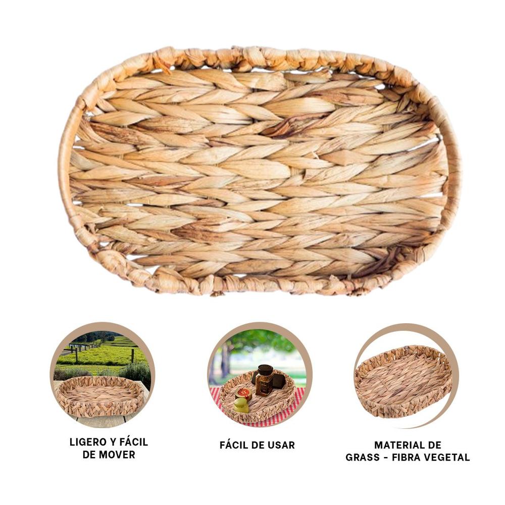 Canasto tejido ovalado Grass 36x28x6cm mostaza elegante y resistente para hogar Y+Ligas Regalo