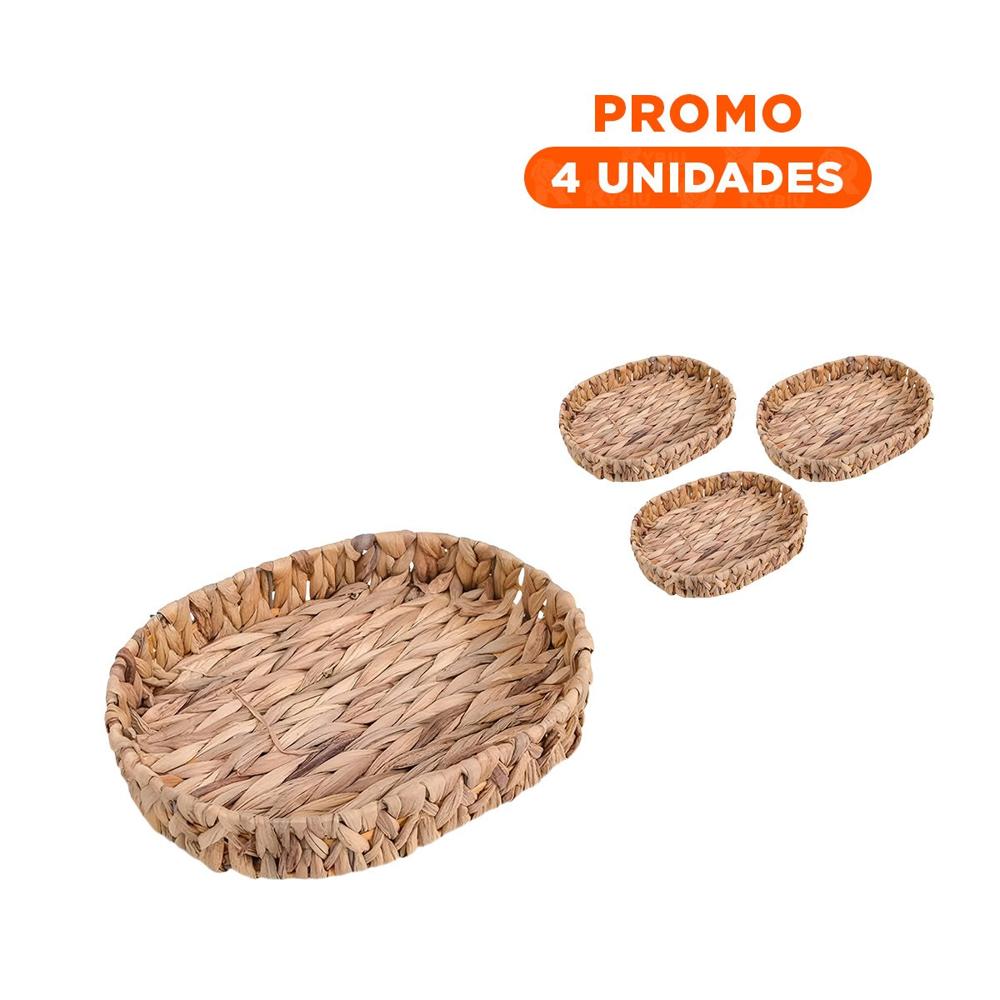 Pack4 Estuche Decorativa Ovalada Grass 32x24x4.5cm Para Casa Mostaza Y+Regalo Sticker