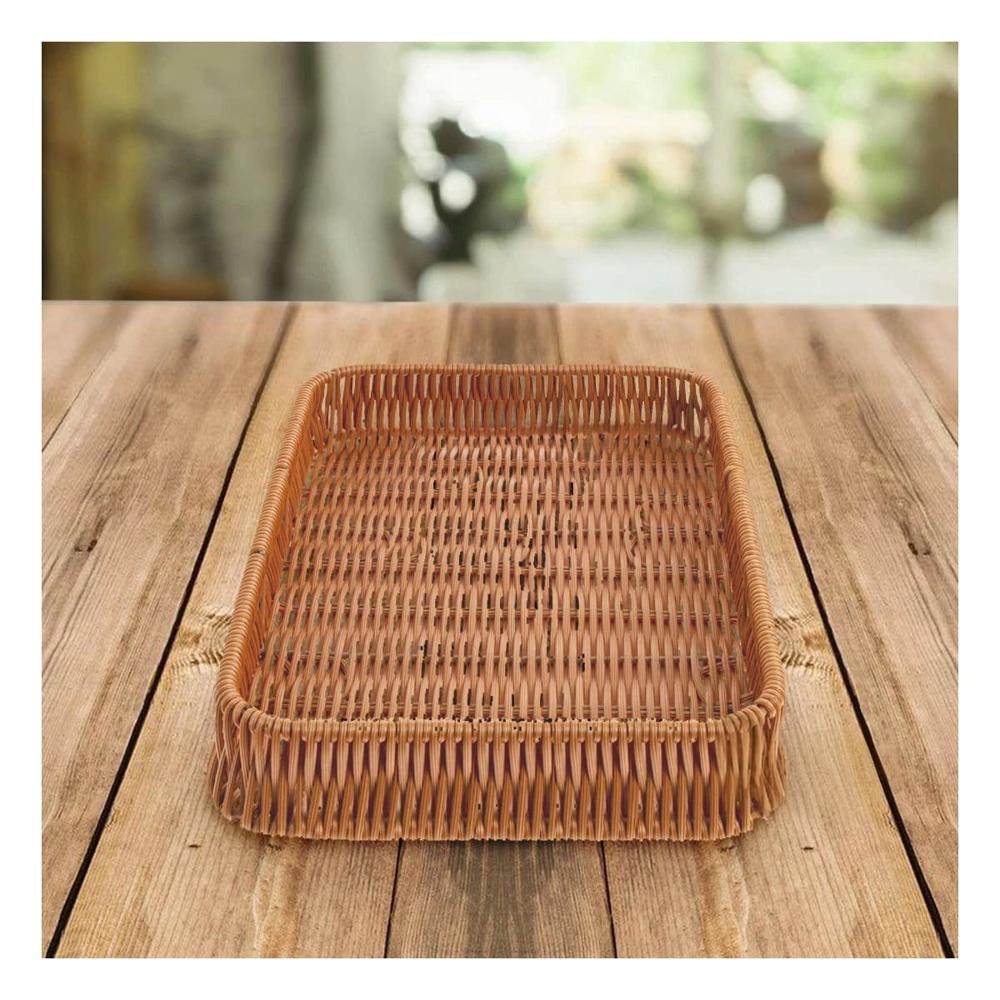 Recipiente Rectangular de Plastico Tejido 30x20x4cm para Ordenar Objetos Y+Regalo Sticker