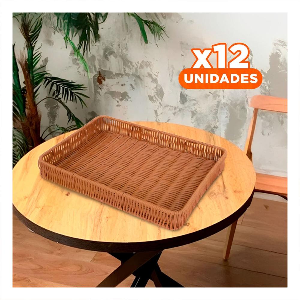 Pack12 Organizador Rectangular de Plastico Tejido 30x20x4cm para Vitrinas de Comedor