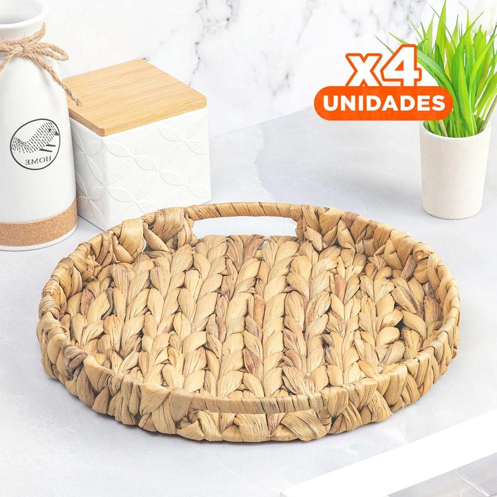 Pack4 Contenedor práctico Grass 31x4cm Mostaza para organizar sala y comedor