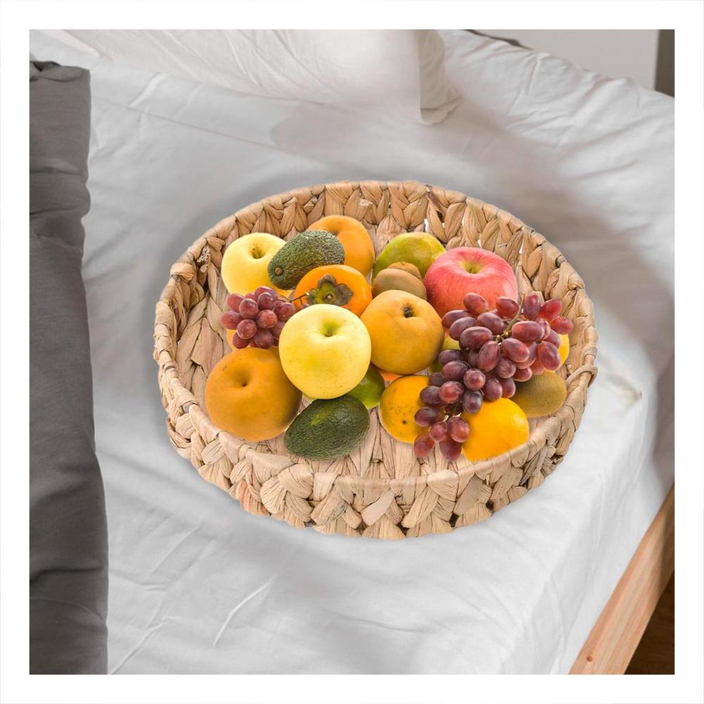 Porta Objetos Artesanal Redondo Grass 23x4cm Mostaza Para Casa Y Decoracion Y+Papel Regalo