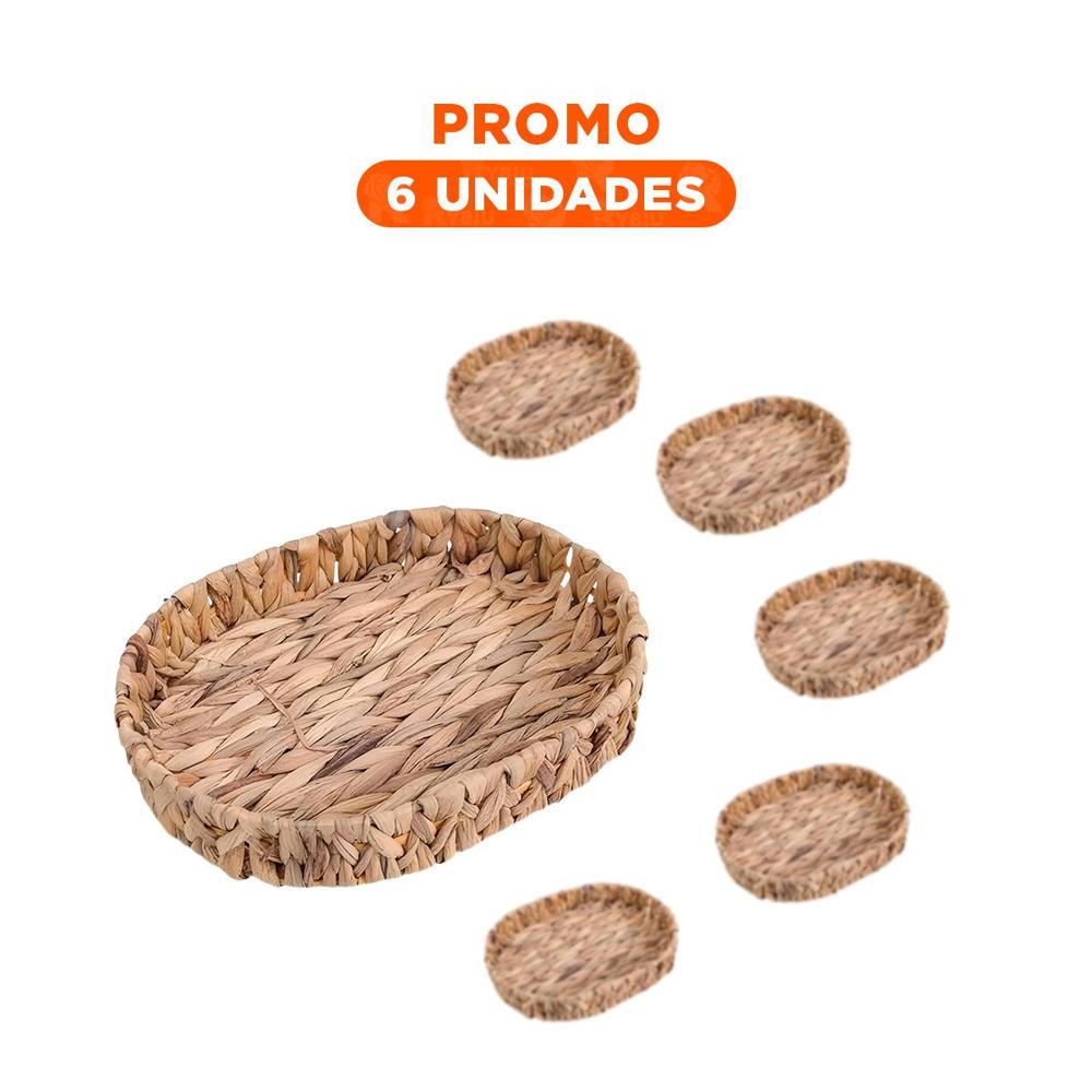 Pack6 Estuche Práctica Ovalada Grass 32x24x4.5cm Para Sala Mostaza