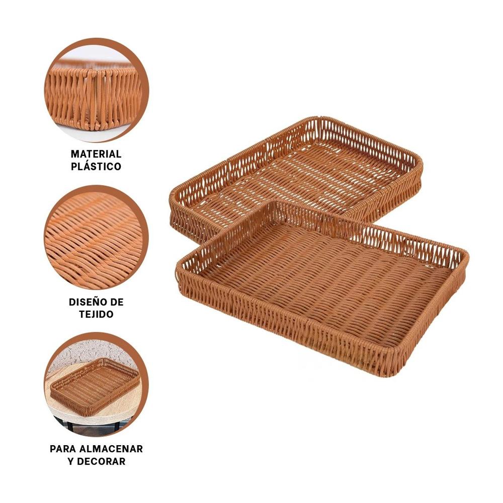 Contenedor Rectangular de Plastico Tejido 30x20x4cm para el Orden de los Cuartos Y+Ligas Regalo