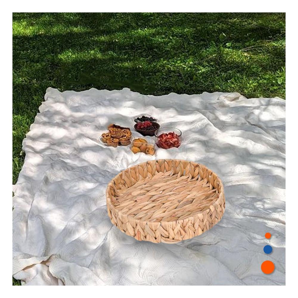 Canasta tejida circular Grass 27x4cm para Hogar y Decoracion Festivo Mostaza Y+Post It