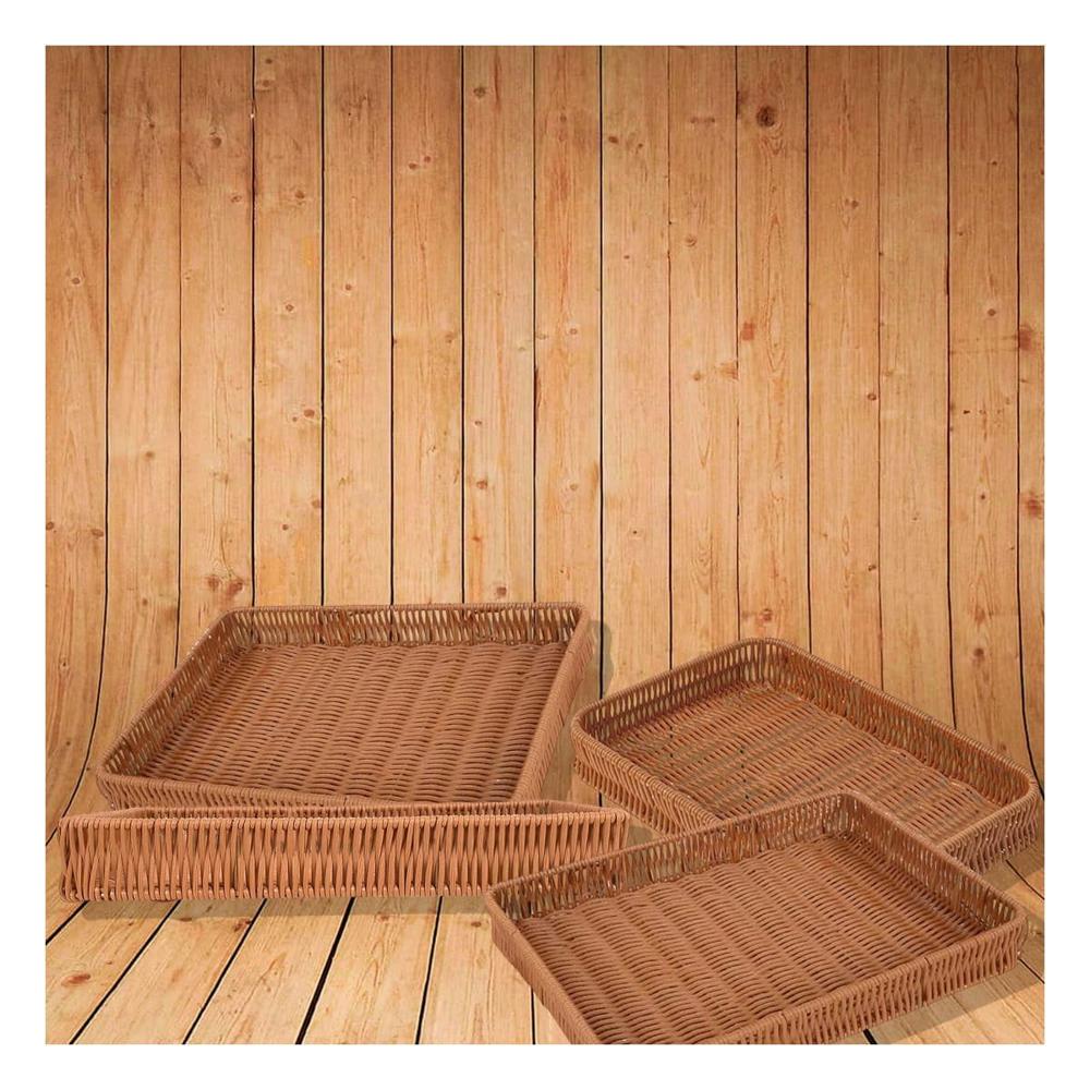 Recipiente Rectangular de Plastico Tejido 30x20x4cm de Apariencia Natural Y+Papel Regalo