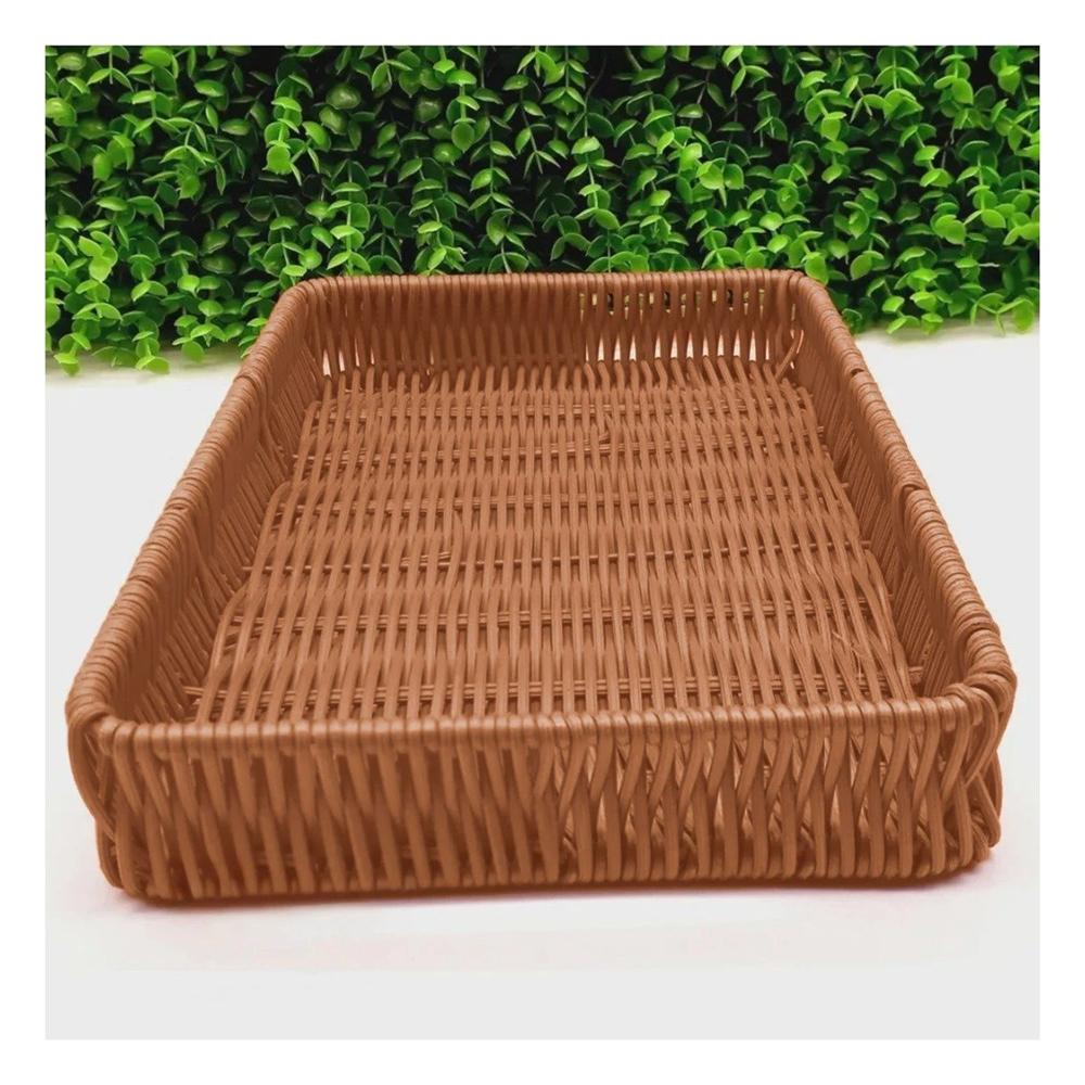 Contenedor Rectangular de Plastico Tejido 34x24x4cm de Tono Sobrio para Decorar Y+Post It