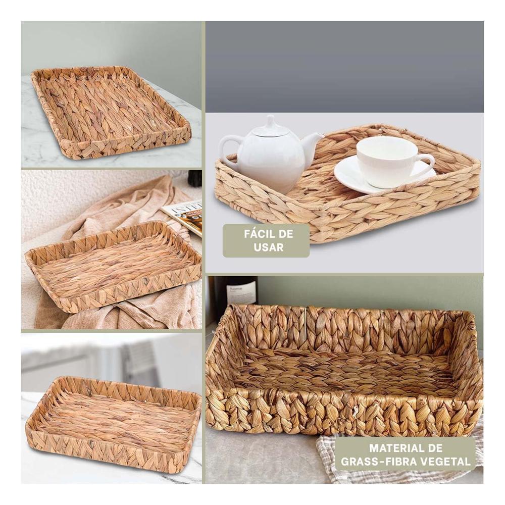 Canasta funcional rectangular Grass 31x23x4cm para guardar objetos del hogar