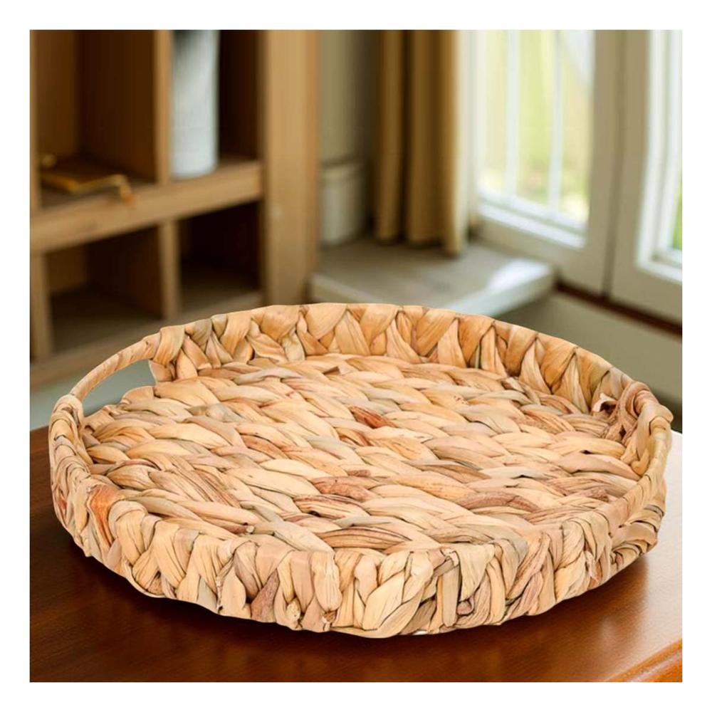 Bol tejido circular con asas Grass 32x4cm color mostaza para guardar ropa Y+Regalo Sticker