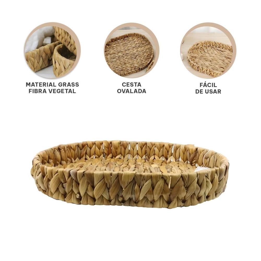 Cesta tejida ovalada Grass 29x20x4.5cm mostaza para decorar sala y dormitorio Y+Ligas Regalo