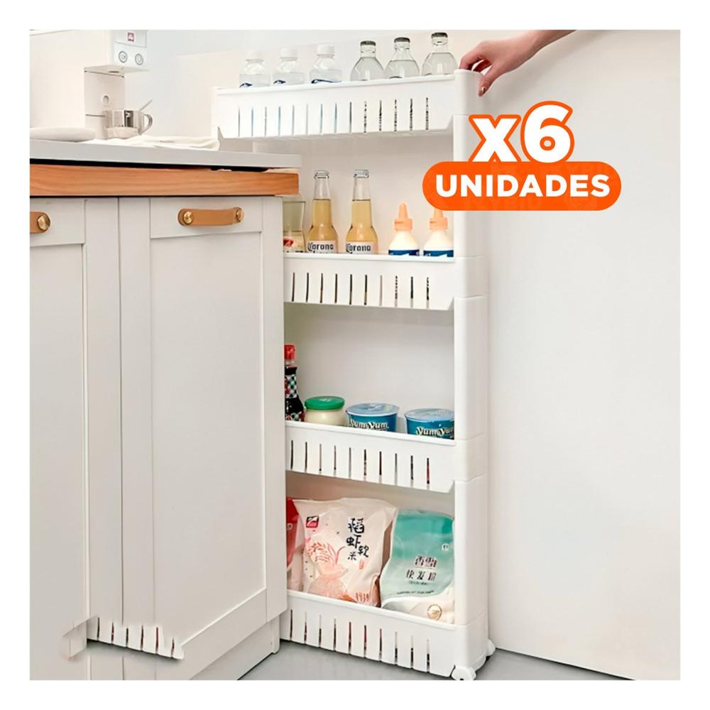 Pack6 Soporte Lateral Delgado De 4 Niveles con Aberturas Blanco Plastico Y+Papel Regalo