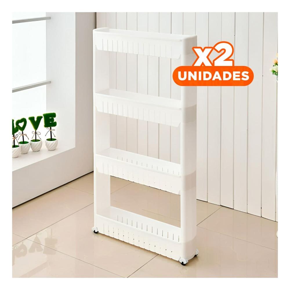 Pack2 Torre Lateral Delgado De 4 Niveles con Ranuras Blanco Plastico Y+Papel Regalo