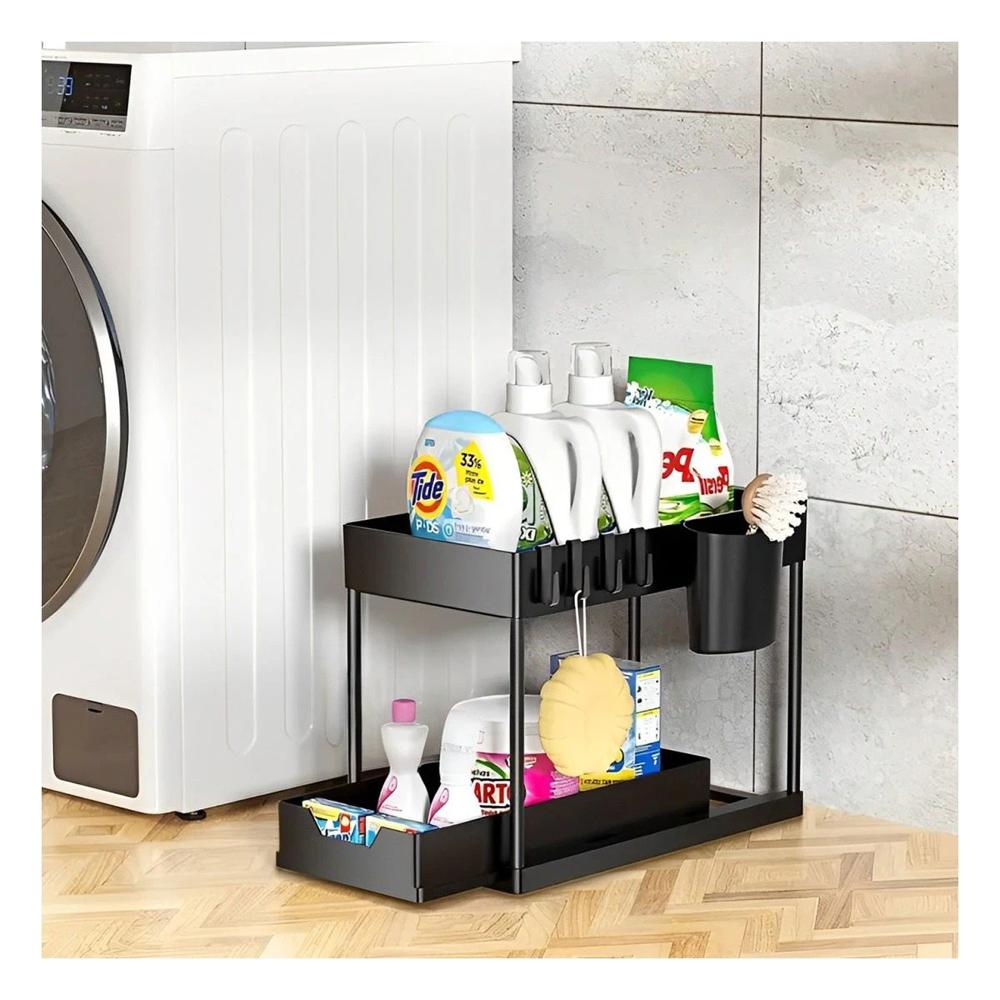 Portaobjetos De Cocina 2 Niveles Con Cajon Inferior Deslizable Con Ganchitos Y+Post It