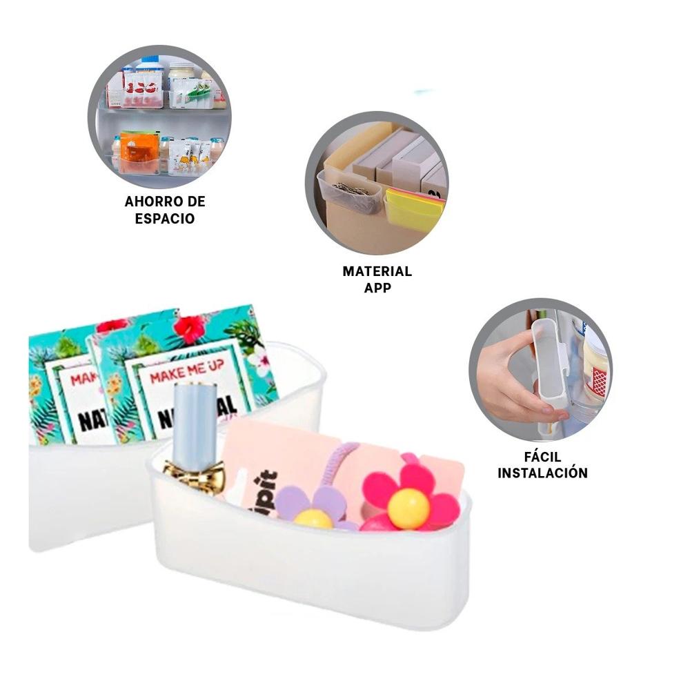 Contenedor Organizativo para Escritorio y Refrigeradora en Set de 4 Transparente Y+Ligas Regalo
