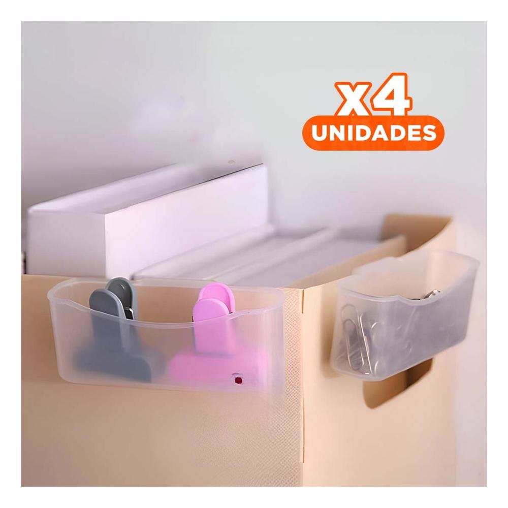 Pack4 Caja Transparente de Almacenamiento para Escritorio y Refrigeradora Set de 4