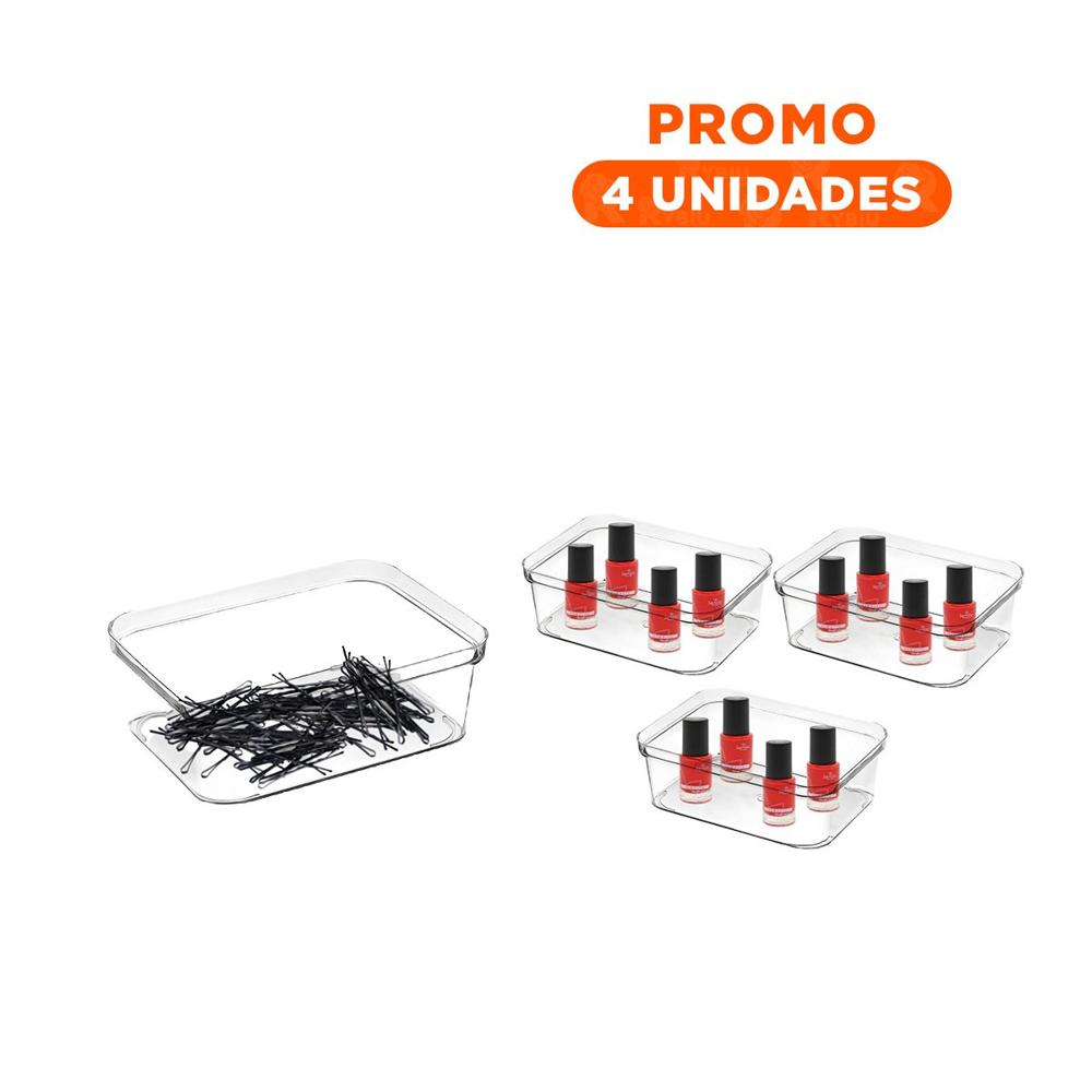 Pack4 Caja Rectangular Acrilica Transparente para Escritorio y Casa Y+Regalo Sticker