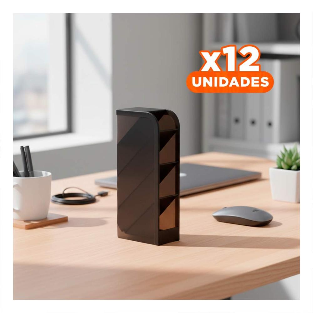 Pack12 Estructura de Uso Diario sobre Mesa Negro de Dimensión 20,5x5x9cm Y+Papel Regalo