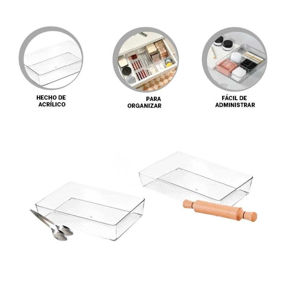 Bandeja Transparente Acrilica Rectangular para Cocina y Casa Y+Ligas Regalo