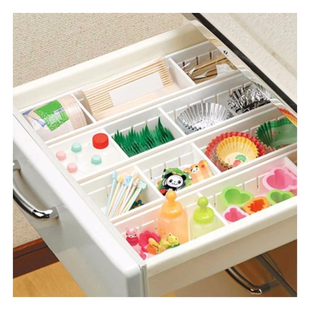 Canasta Blanca Versatil con Divisiones 34.6x8x5cm Ajustable Multiuso Eficiente Y+Regalo Sticker