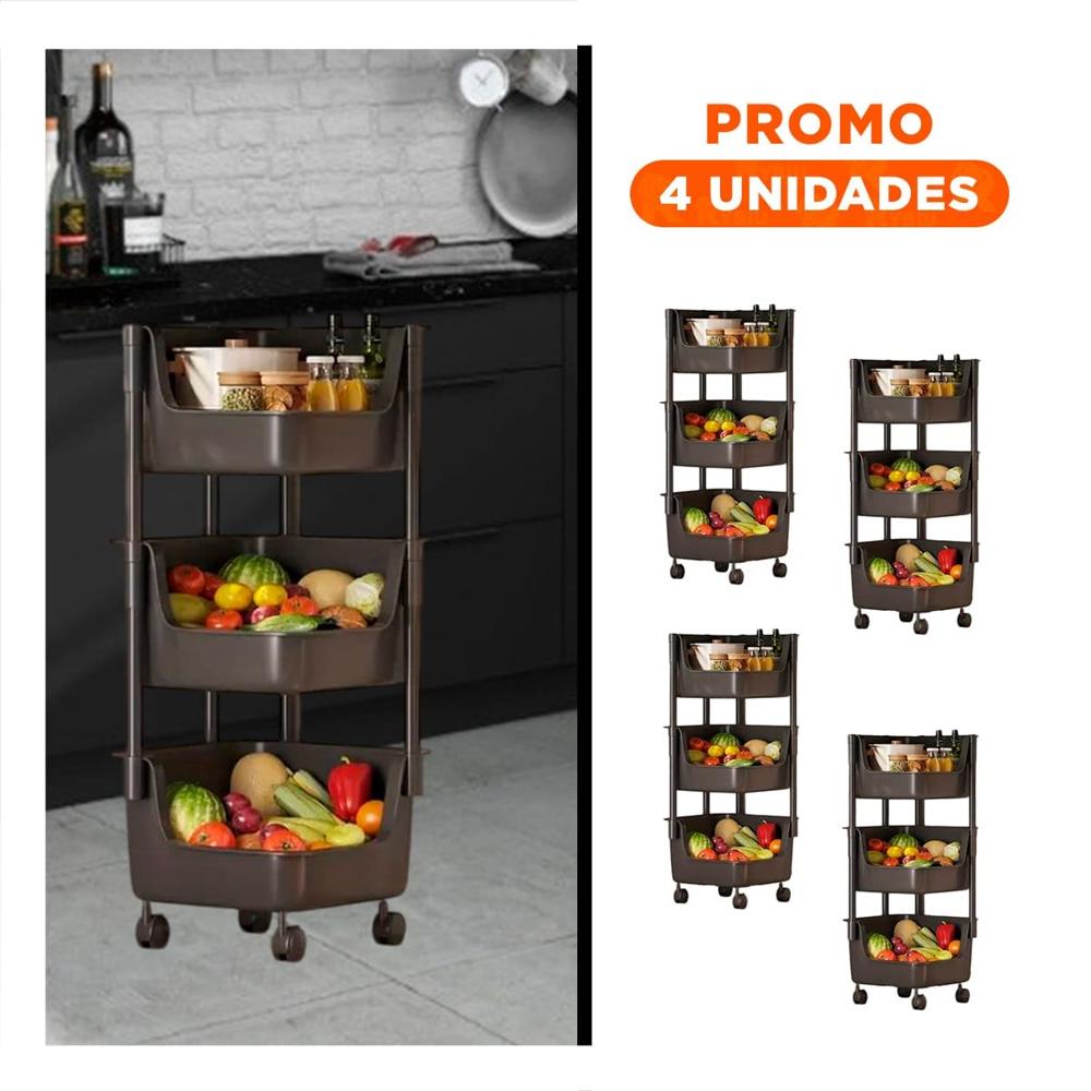 Pack4 Estanteria Angular De 4 Niveles con Ruedas Blanco Diseno Compacto Y+Regalo Sticker