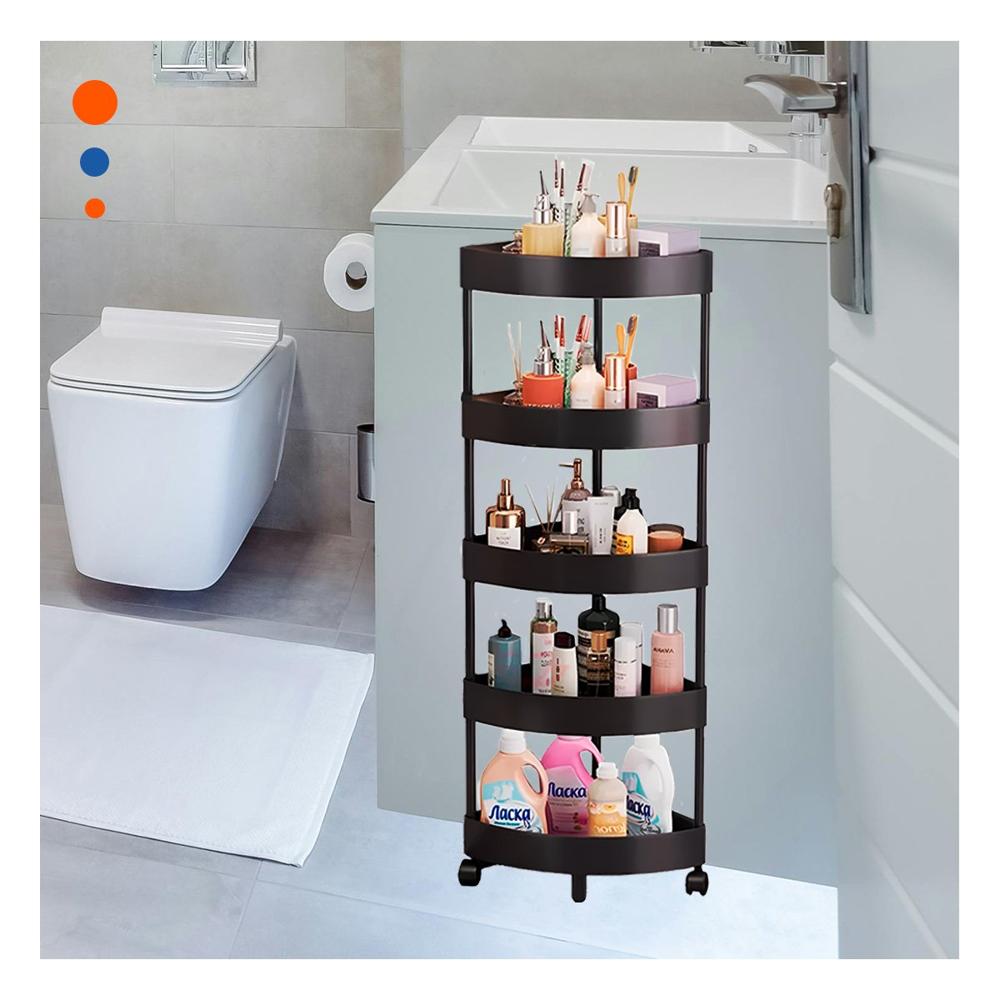 Soporte Esquinero Negro 5 Niveles con Ruedas Diseno Facil de Transportar Y+Regalo Sticker