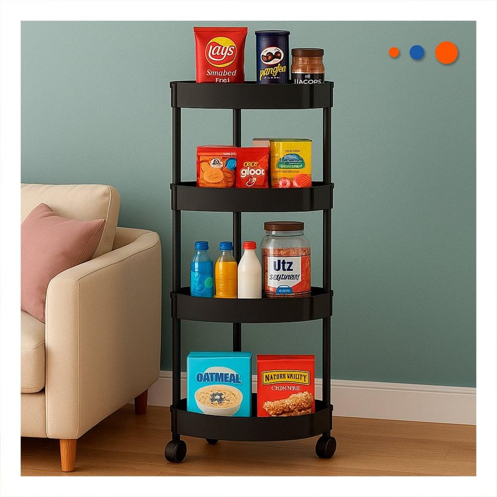 Mueble Esquinero De 4 Niveles con Ruedas Negro Uso Versatil Y+Post It