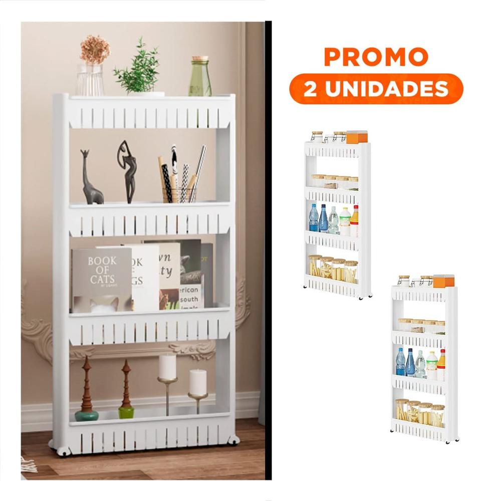 Pack2 Torre Lateral Delgado De 4 Niveles con Orificios Blanco Plastico