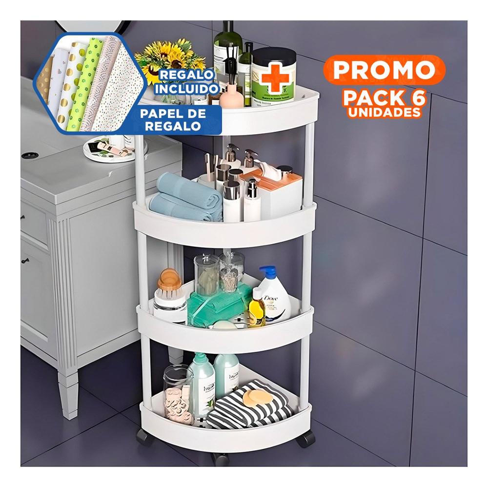 Pack6 Estanteria Angular De 4 Niveles con Ruedas Blanco Estructura Firme