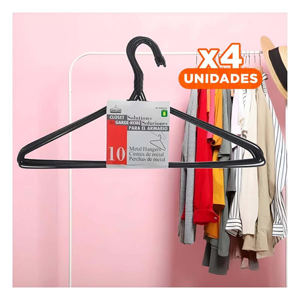 Pack4 Sujetador Clasico de Alambre Negro con 10 Piezas 21x40cm para Hogar Y+Papel Regalo