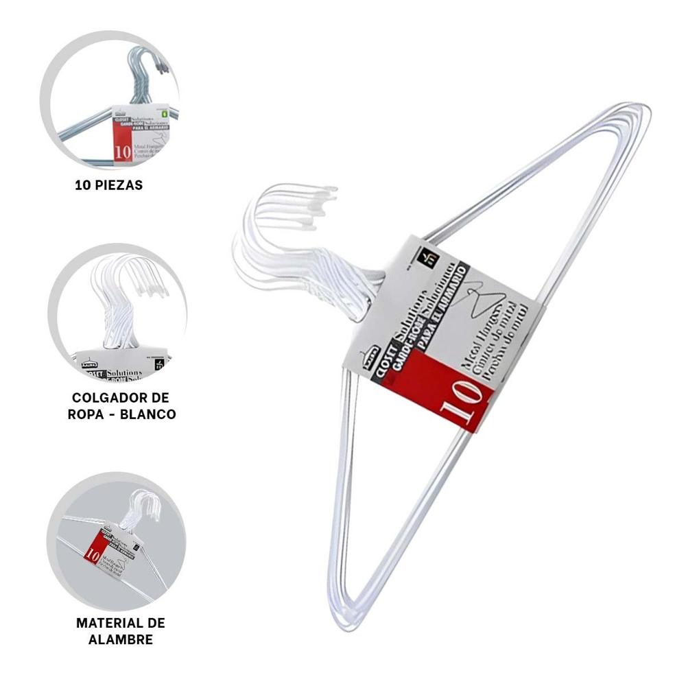 Soporte Blanco de Alambre con 10 Piezas 21x40cm para Ropa Y+Ligas Regalo