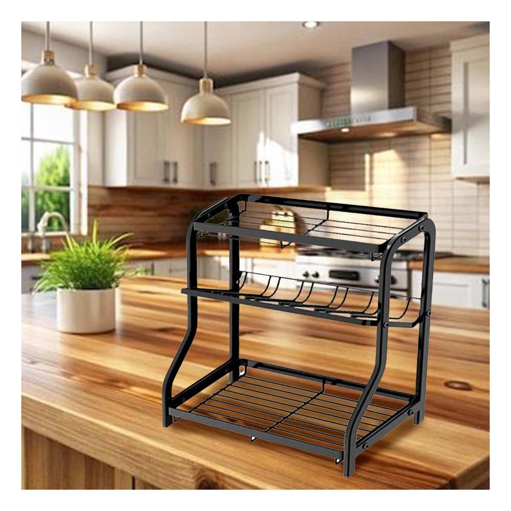 Soporte metalico para condimentos 3 niveles 36 5x20x35cm negro resistente Y+Papel Regalo