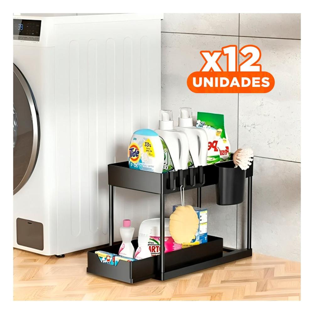 Pack12 Repisa 2 Niveles con Cajon Inferior Deslizable para Oficina