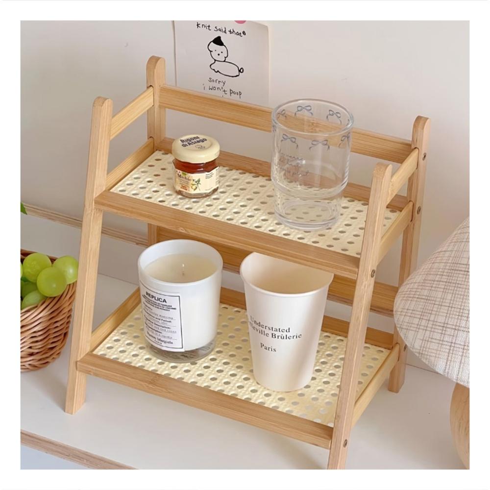 Organizador de Bambu 2 Niveles Beige Estante para Cocina y Almacen Y+Regalo Sticker