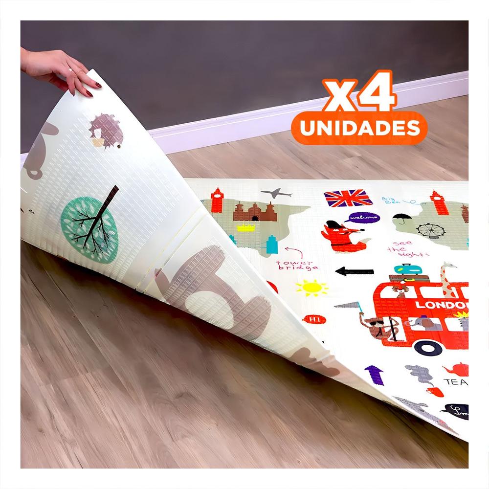 Pack4 Alfombrilla Infantil de Decoracion Hogar para Casa Sala Dormitorio Suave Y+Papel Regalo