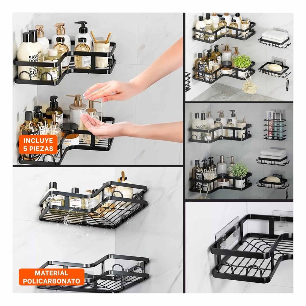 Mueble Esquinero 5 Piezas Color Negro para Ordenar Espacios del Hogar Moderno