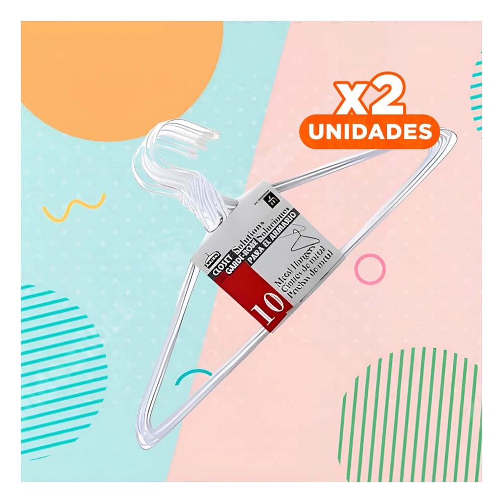Pack2 Gancho de Alambre Blanco Pack 10 Piezas 21x40cm para Closet Y+Papel Regalo