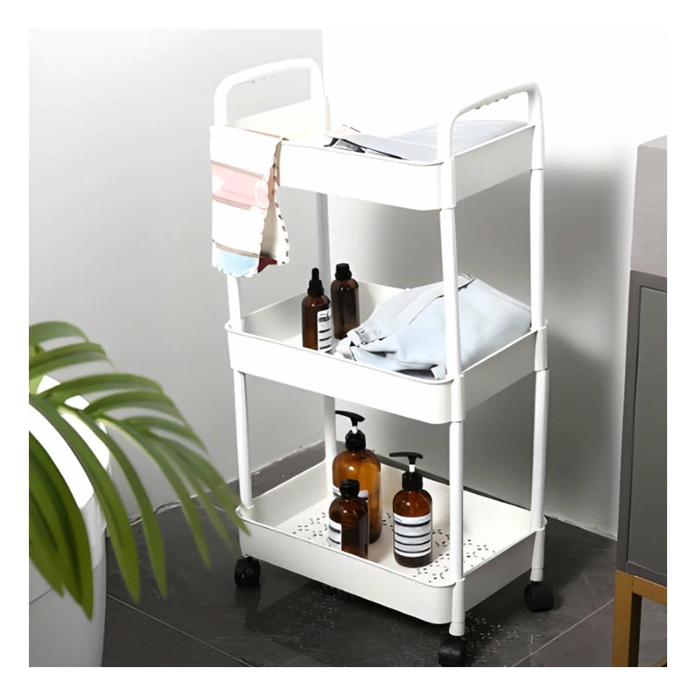 Carrito de Cocina 3 Niveles con Ruedas y Asas Plastico Blanco para Hogar Y+Papel Regalo