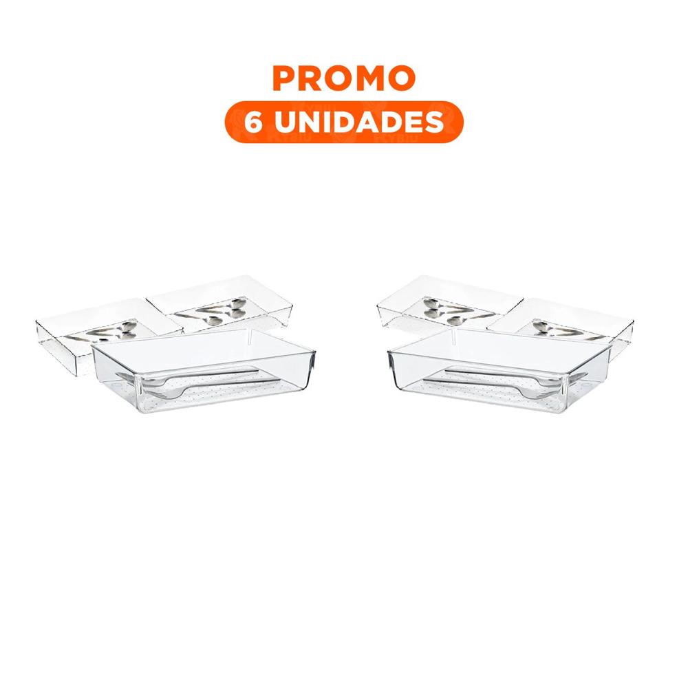 Pack6 Recipiente Rectangular Acrilico Transparente para Cocina y Hogar