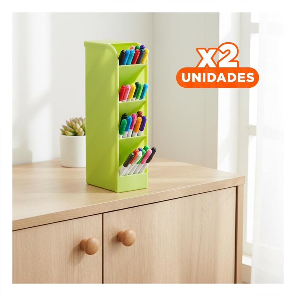 Pack2 Organizador de Uso Diario sobre Mesa en Verde de Dimensión 20,5x5x9cm Y+Papel Regalo