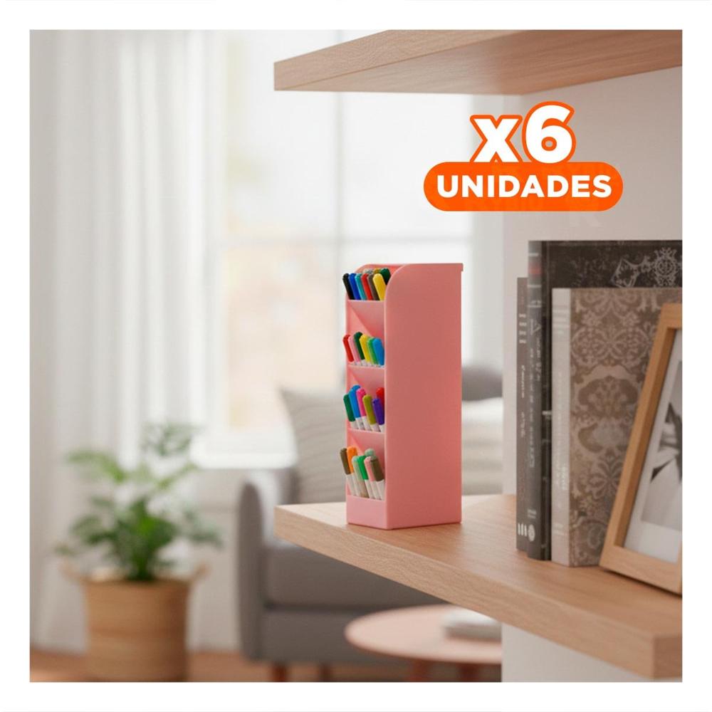 Pack6 Modulo de Uso Diario con Vista Inclinada Rosado de Dimensión 20,5x5x9cm Y+Regalo Sticker