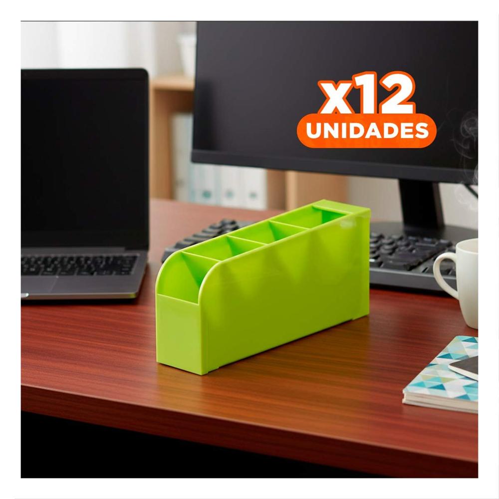 Pack12 Modulo para Papeleria Activa en Verde de Dimensión 20,5x5x9cm