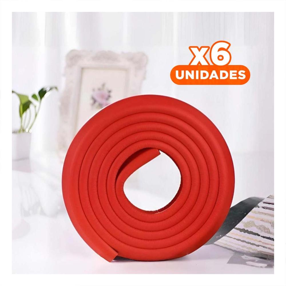 Pack6 Defensa Esquina de Espuma para Bordes de Mesa y Muebles Hogar Rojo Y+Regalo Sticker