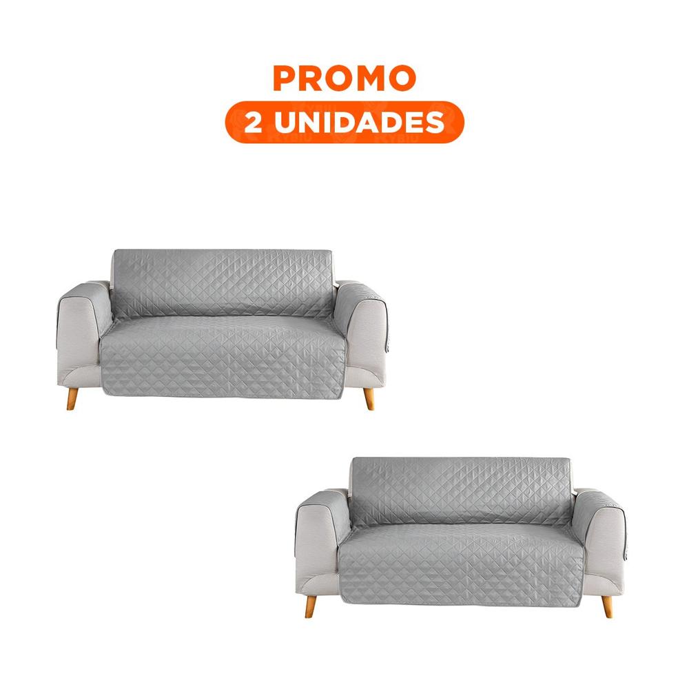 Pack2 Funda de Cobertura para Sofa Plomo con Dimensiones 130x195cm de Ajuste Estable