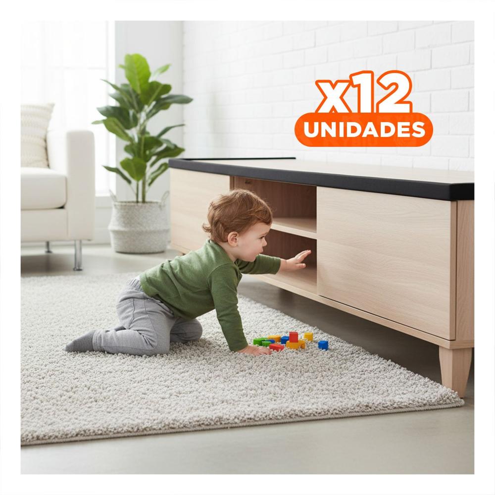 Pack12 Defensa Esquina de Espuma Suave para Bordes Filosos de Mesa Casa Negro