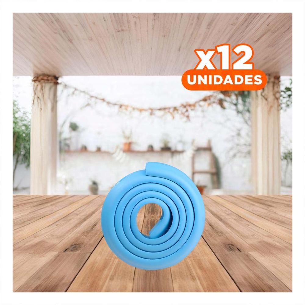 Pack12 Defensa Esquina de Espuma Flexible para Bordes de Muebles Seguridad Azul Y+Papel Regalo