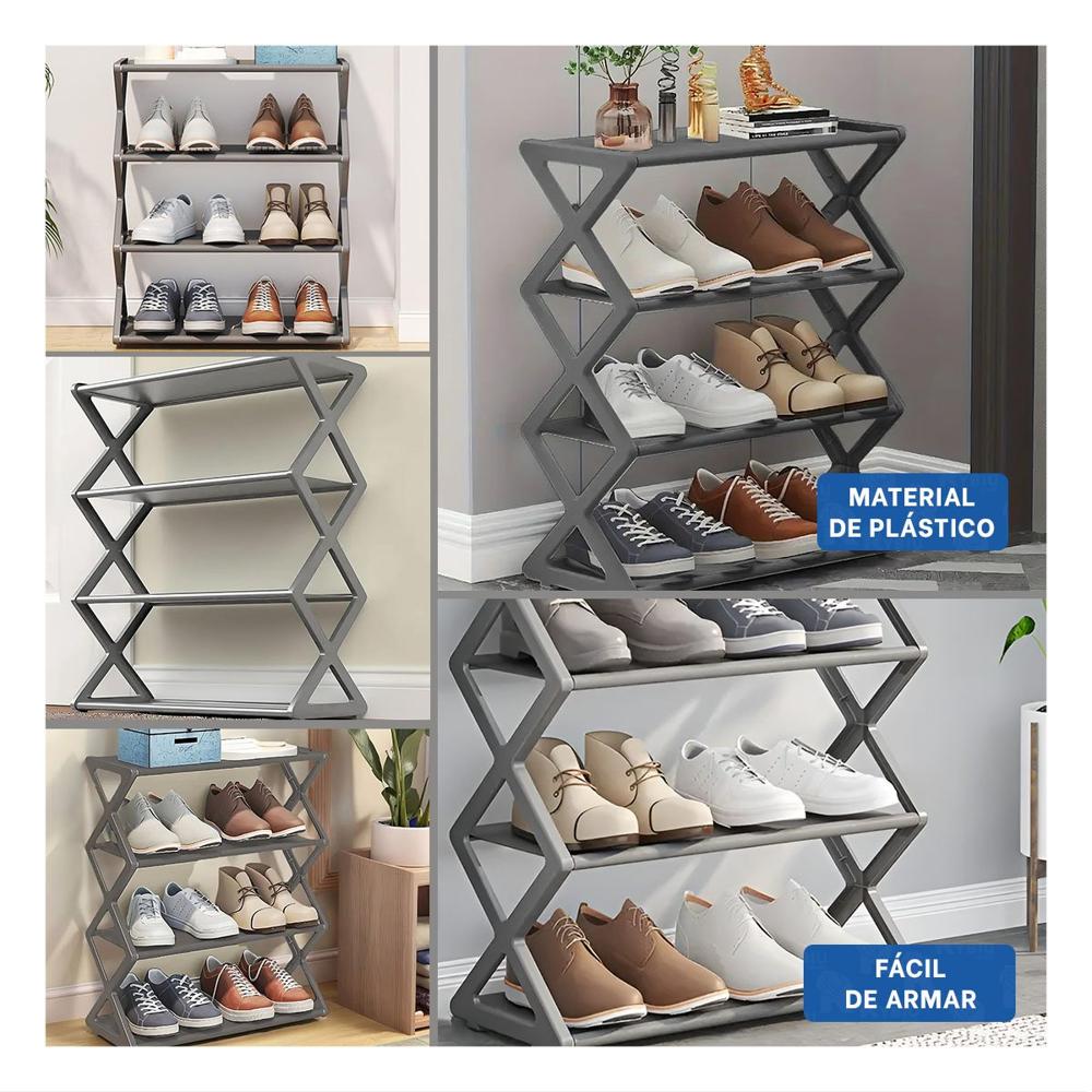 Rack Organizador De Calzado 4 Niveles Color Plomo para Casa