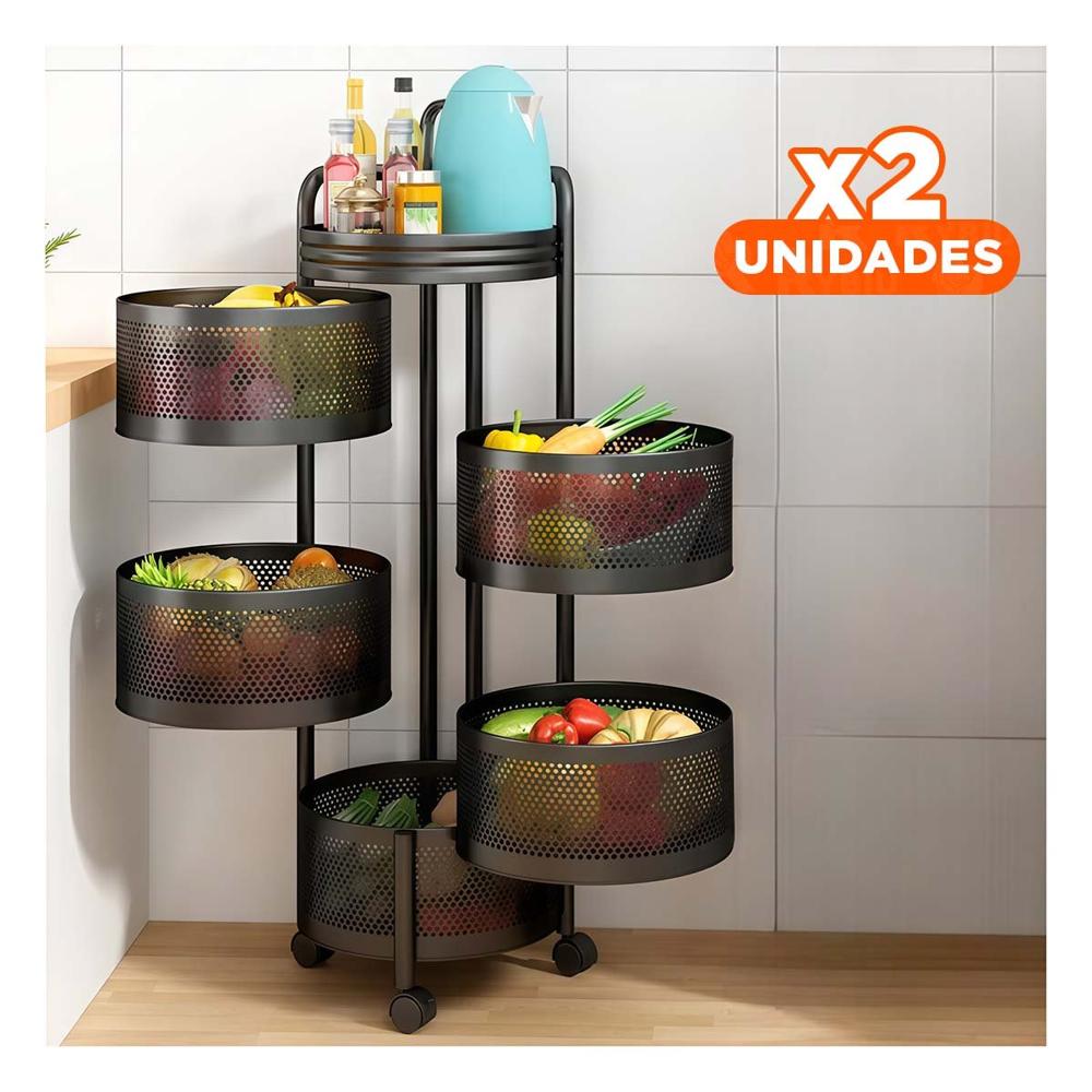 Pack2 Sistema Movil Circular de Cinco Niveles con Llantas para Organizar Y+Papel Regalo